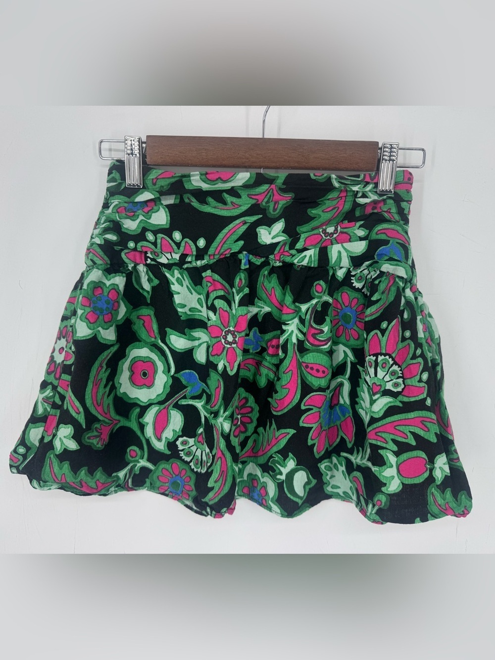 Zara Floral Mini Skirt With Zipper Tropical Summer Resort Festival Chic Size XS